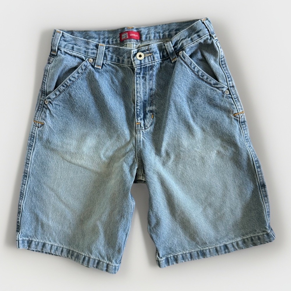 Faded Glory Loose Fit Denim Shorts Boys 14R Blue Jean Shorts Skater Y2K